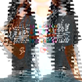 Retro Teacher Pregnancy Announcement New Student Baby Reveal Women's Oversized Comfort T-Shirt - Monsterry