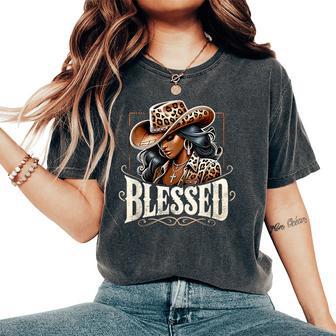 Retro Vintage Black Western Cowgirl African Christian Woman Women's Oversized Comfort T-Shirt - Thegiftio UK