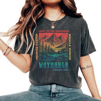 Retro Waymaker Promise Keeper Miracle Worker Jesus Christian Women's Oversized Comfort T-Shirt - Thegiftio UK