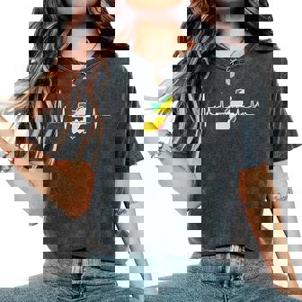 Ropa Con La Bandera De La República Del Congo De Heart Beat Cuello Camiseta extragrande cómoda para mujer - Regaloses