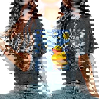 Rubber Duck Duckie Ducky Van Gogh Style Starry Night Women's Oversized Comfort T-Shirt | Seseable FR