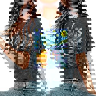 Rubber Duck Duckie Ducky Van Gogh Style Starry Night Women's Oversized Comfort T-Shirt | Mazezy