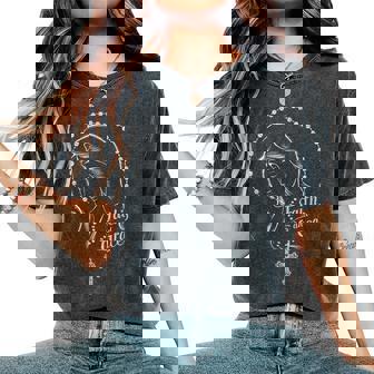 Sacred Holy Mary Mother Of God Rosary Faith And Grace Women's Oversized Comfort T-Shirt - Thegiftio