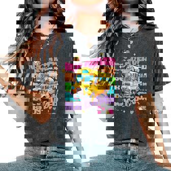 School Bus Driver Groovy Retro Back To School Women's Oversized Comfort T-Shirt | Mazezy