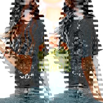 Scorpio Season Loc'd Black Woman Camo Zodiac Sign Women's Oversized Comfort T-Shirt | Seseable CA