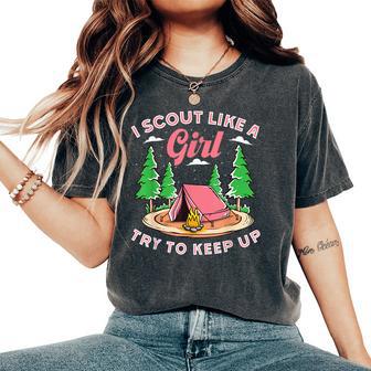 I Scout Like A Girl Try To Keep Up Scouting Retro Women's Oversized Comfort T-Shirt - Thegiftio UK
