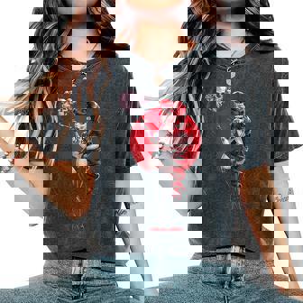 Sexy Horror Pinup Goth Girl With Skull Psychobilly Punk Art Women's Oversized Comfort Colors T-Shirt | Mazezy