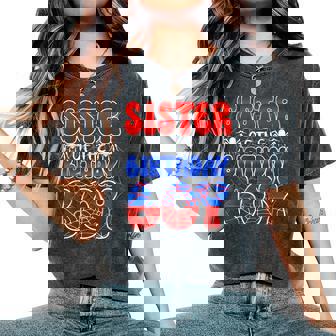 Sister Of The Birthday Boy Spider Web Family Matching Women's Oversized Comfort T-Shirt | Seseable UK