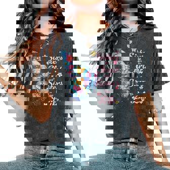 Sisters In Christ Pretty Floral Butterfly Christian Women's Oversized Comfort T-Shirt - Thegiftio