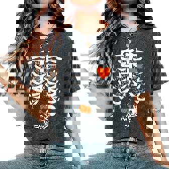 Skeleton Baby Pregnant Xray Rib Cage For Fall Halloween Women's Oversized Comfort T-Shirt - Monsterry