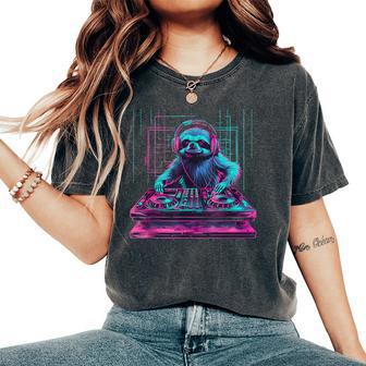 Sloth Dj House Techno Edm Music Producer Turntable Dj Sloth Women's Oversized Comfort T-Shirt - Thegiftio UK