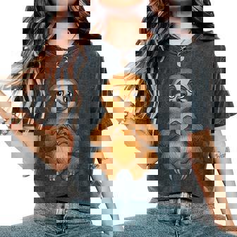 Sloth With Heart Sweet Sloth With Heart Symbol Women's Oversized Comfort T-Shirt - Monsterry