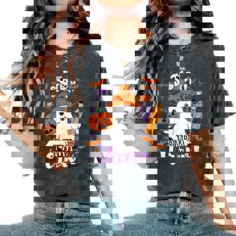 Spooky Para Crew Ghost Halloween Paraprofessional Teacher Women's Oversized Comfort T-Shirt | Seseable FR