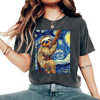 Starry Night Sloth Women's Oversized Comfort T-Shirt - Thegiftio UK