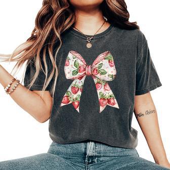 Strawberry Festival Coquette Bow Berry Fruit Season Women Women's Oversized Comfort T-Shirt - Monsterry