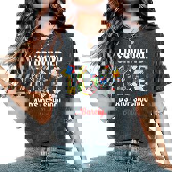 I Survived 100 Days Of School Barely Student Teacher Women's Oversized Comfort T-Shirt - Monsterry