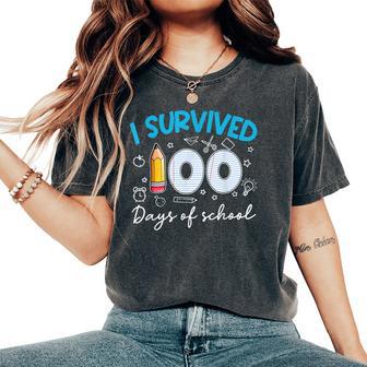 I Survived 100 Days Of School Teacher Student Women's Oversized Comfort T-Shirt | Seseable FR