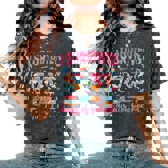 I Survived 67 33 Day Of School 100Th Day Of School Teacher Women's Oversized Comfort T-Shirt | Seseable FR