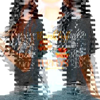 Teachers Thanksgiving Fall Thankful For My Little Turkey Women's Oversized Comfort T-Shirt - Thegiftio