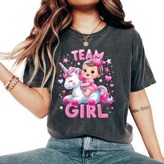 Team Girl Unicorn Baby Shower Gender Reveal Women's Oversized Comfort T-Shirt - Thegiftio UK
