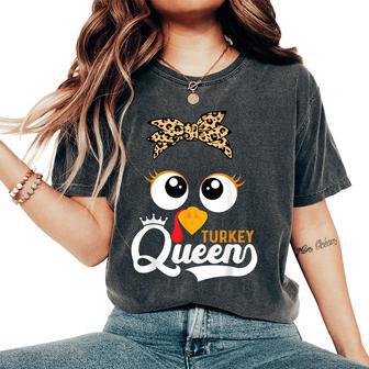 Thanksgiving Turkey Face Leopard For Girls Women's Oversized Comfort T-Shirt - Thegiftio UK