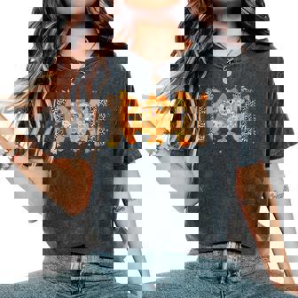 Thanksgiving Turkey Teach Thankful Teacher Girly Bow Women Women's Oversized Comfort T-Shirt - Thegiftio