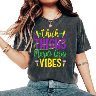 Thick Thighs Mardi Gras Vibes Parade Festival Girls Women's Oversized Comfort T-Shirt - Monsterry