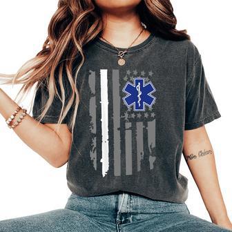 Thin White Line Proud Ems Emt Paramedic Nurse Medical Crew Women's Oversized Comfort T-Shirt - Thegiftio UK