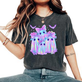 Tie Dye Galaxy Ghost Pumpkin Halloween Neon Ghost Girl Women Women's Oversized Comfort T-Shirt - Thegiftio UK