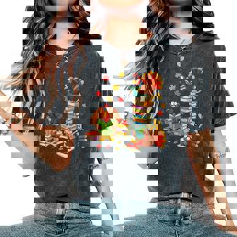 Turkey Books Fall Leaves Thanksgiving Teacher Student Reader Women's Oversized Comfort T-Shirt | Seseable FR