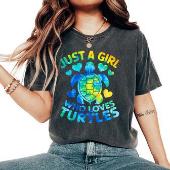 Turtle Tie Dye Just A Girl Who Loves Turtles Women's Oversized Comfort T-Shirt - Thegiftio UK