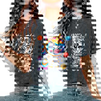 Unicorn Astronaut Cute Space Suit Galaxy Planet Girls Women's Oversized Comfort T-Shirt - Thegiftio