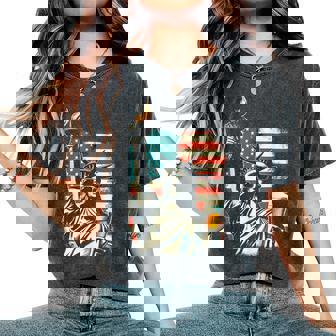 Usa Statue Of Liberty 4Th Of July Party Beer Patriotic Men Women's Oversized Comfort T-Shirt | Mazezy