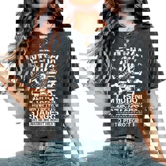 Veteran Wife Patriotic Veterans Day American Flag Husband Women's Oversized Comfort T-Shirt - Seseable