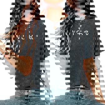 Victory Cross Subtle Christian Minimalist Religious Faith Women's Oversized Comfort T-Shirt - Monsterry