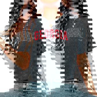 Vintage Georgia Ga Georgia Ga Classic Retro Red Women's Oversized Comfort T-Shirt | Mazezy