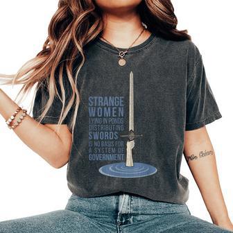 Vintage Strange Lying In Ponds Distributing Swords Women's Oversized Comfort T-Shirt - Thegiftio UK