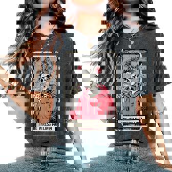 Vintage The Wrestling Mom Tarot Card Skeleton Mama Mom Women's Oversized Comfort T-Shirt | Seseable UK