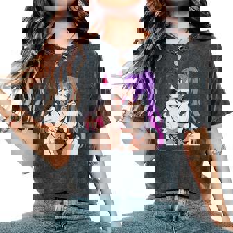 Waifu Sexy Anime Kissing Girl Horns Japanese Manga Women's Oversized Comfort T-Shirt - Monsterry