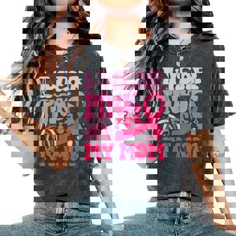 I Wear Pink For My Mom Pink Ribbon Breast Cancer Awareness Women's Oversized Comfort T-Shirt - Monsterry