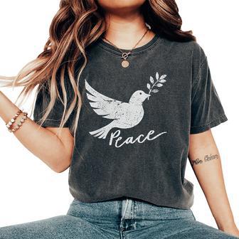 White Dove Peace Symbol Cute Peace Sign Women Women's Oversized Comfort T-Shirt - Thegiftio UK