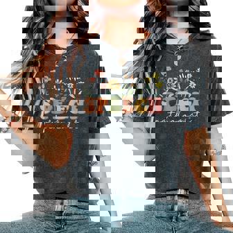 Wildflowers Speech Pathologist Retro Groovy Floral Slp Women's Oversized Comfort T-Shirt - Monsterry