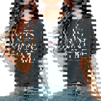 Wine Lovers Wine Time 赤ワインワインメーカー レディースオーバーサイズコンフォートTシャツ - Kawaiitshirt