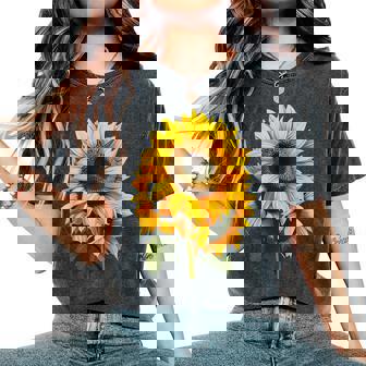 Yellow Sunflower Floral Watercolor Positivity Women's Oversized Comfort T-Shirt - Thegiftio