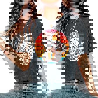 かわいい猫 ボバ ティーバブル アニメ 日本猫 女の子 ティーン レディースオーバーサイズコンフォートTシャツ - Kawaiitshirt