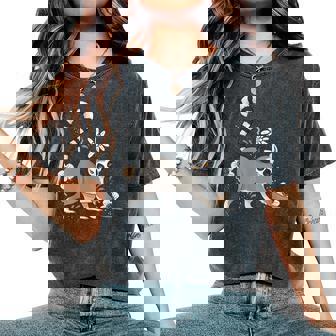 かわいい花 面白い動物キツネザル レディースオーバーサイズコンフォートTシャツ - Kawaiitshirt