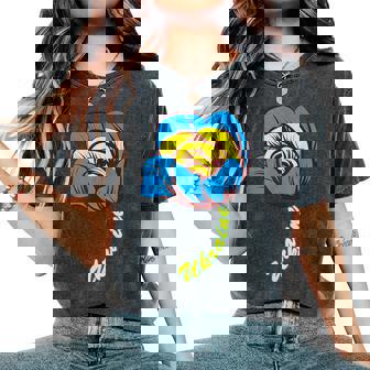 ウクライナ バラの花 旗 フリー ウクライナ応援 ウクライナ レディースオーバーサイズコンフォートTシャツ - Kawaiitshirt