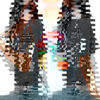 ハッピーハロウィン骨格かぼちゃかわいいゴーストキッズ男の子女の子 レディースオーバーサイズコンフォートTシャツ - Kawaiitshirt