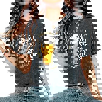 ビール ハッピー ビール好き Don't Worry Beer Happy Beer Drinker レディースオーバーサイズコンフォートTシャツ - Kawaiitshirt