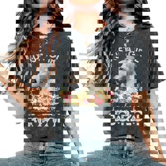 ボルゾイシャツ犬ギフト彼女を愛する女の子だけボルゾイ レディースオーバーサイズコンフォートTシャツ - Kawaiitshirt